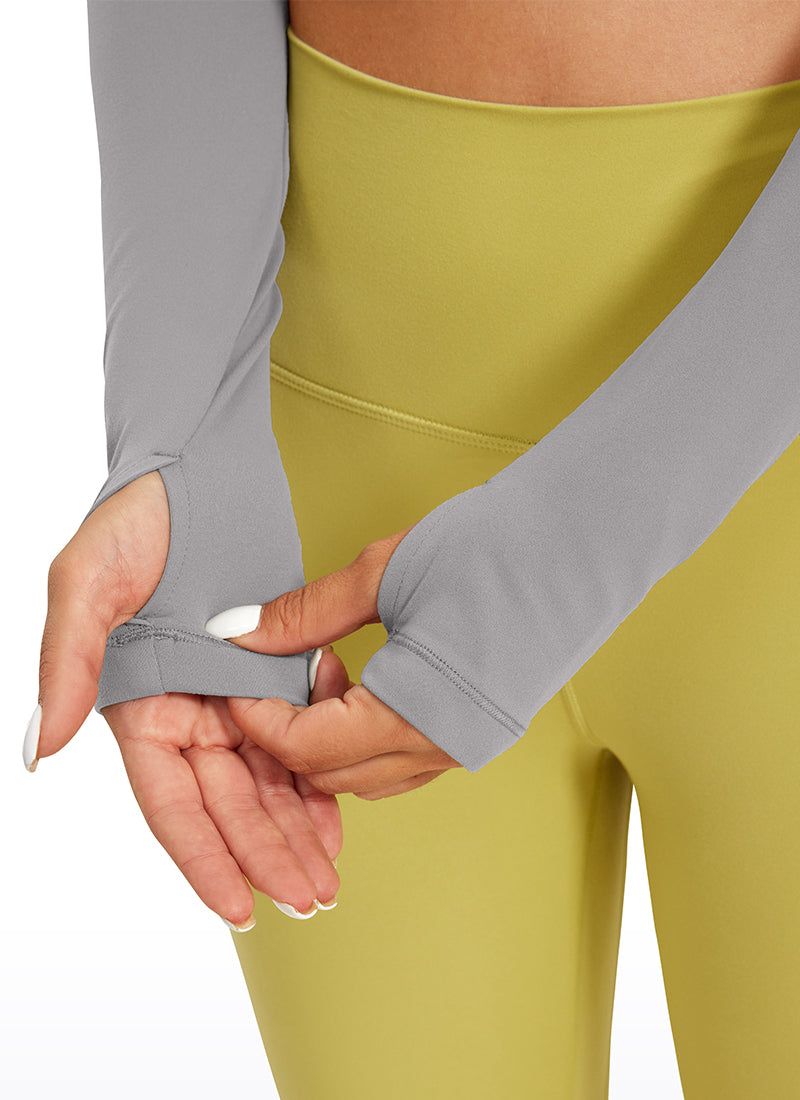 CRZ YOGA Legging Yoga Lengan Panjang " Butterluxe " untuk Wanita, Warna Gull Gray