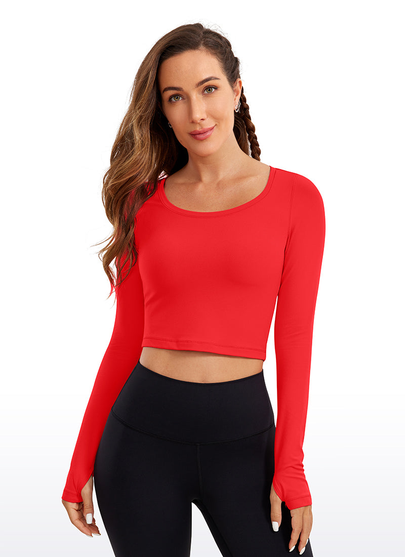 CRZ YOGA Legging Yoga Lengan Panjang " Butterluxe " untuk Wanita, Warna Merah Tua