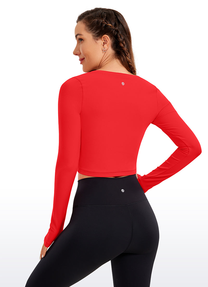 CRZ YOGA Legging Yoga Lengan Panjang " Butterluxe " untuk Wanita, Warna Merah Tua