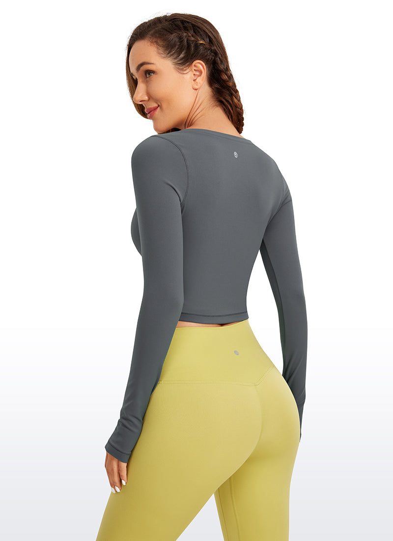 CRZ YOGA Legging yoga lengan panjang Butterluxe untuk wanita, warna Lava Smoke Grey
