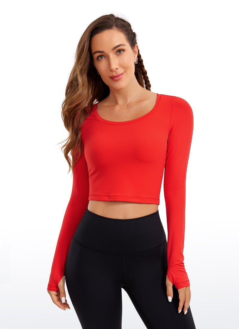 CRZ YOGA Legging Yoga Lengan Panjang " Butterluxe " untuk Wanita, Warna Merah Gelap