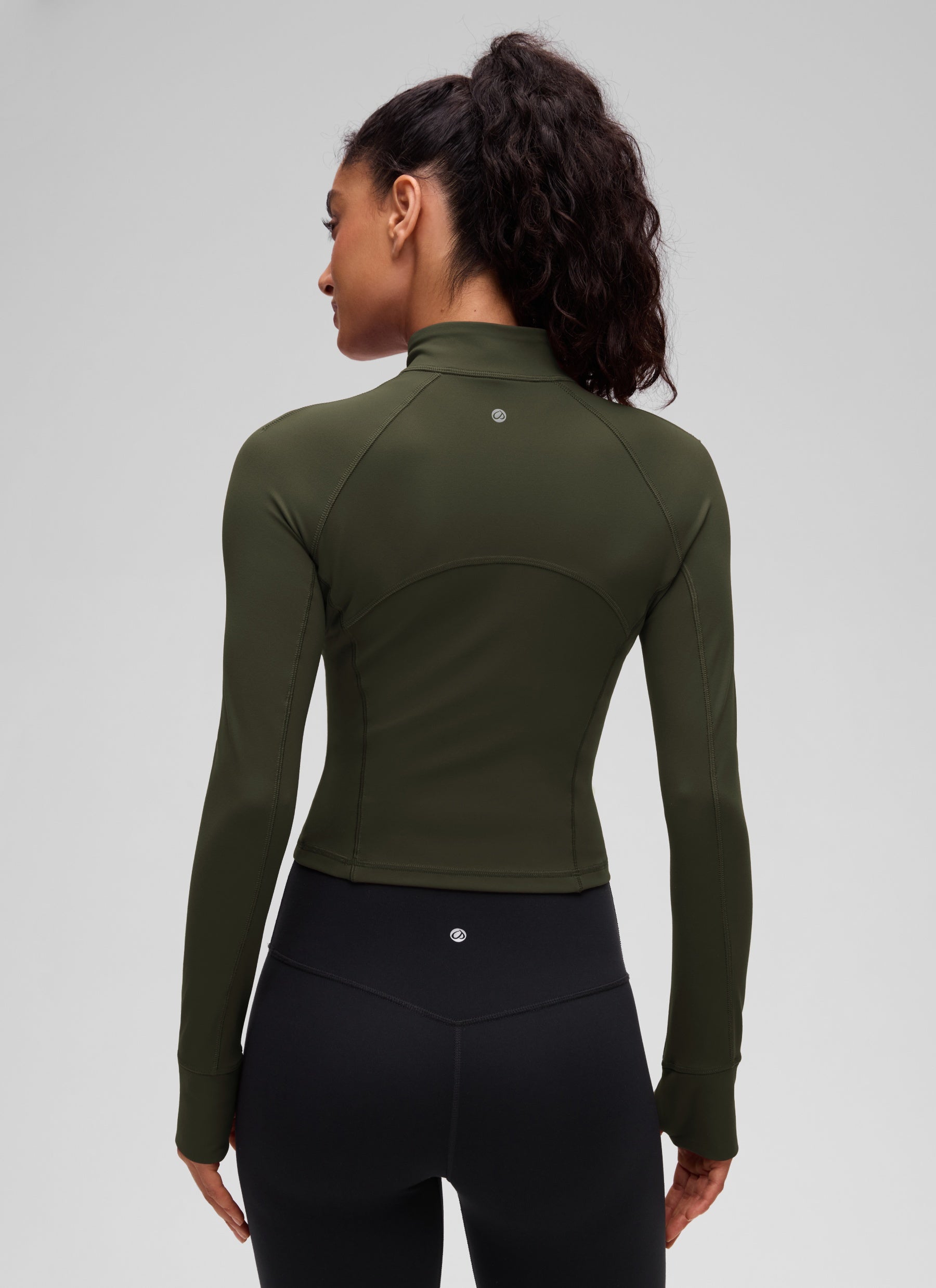 CRZ YOGA Women's Yoga Slim Fit Tops Butterluxe Half-Zip Long Sleeve Olive Green