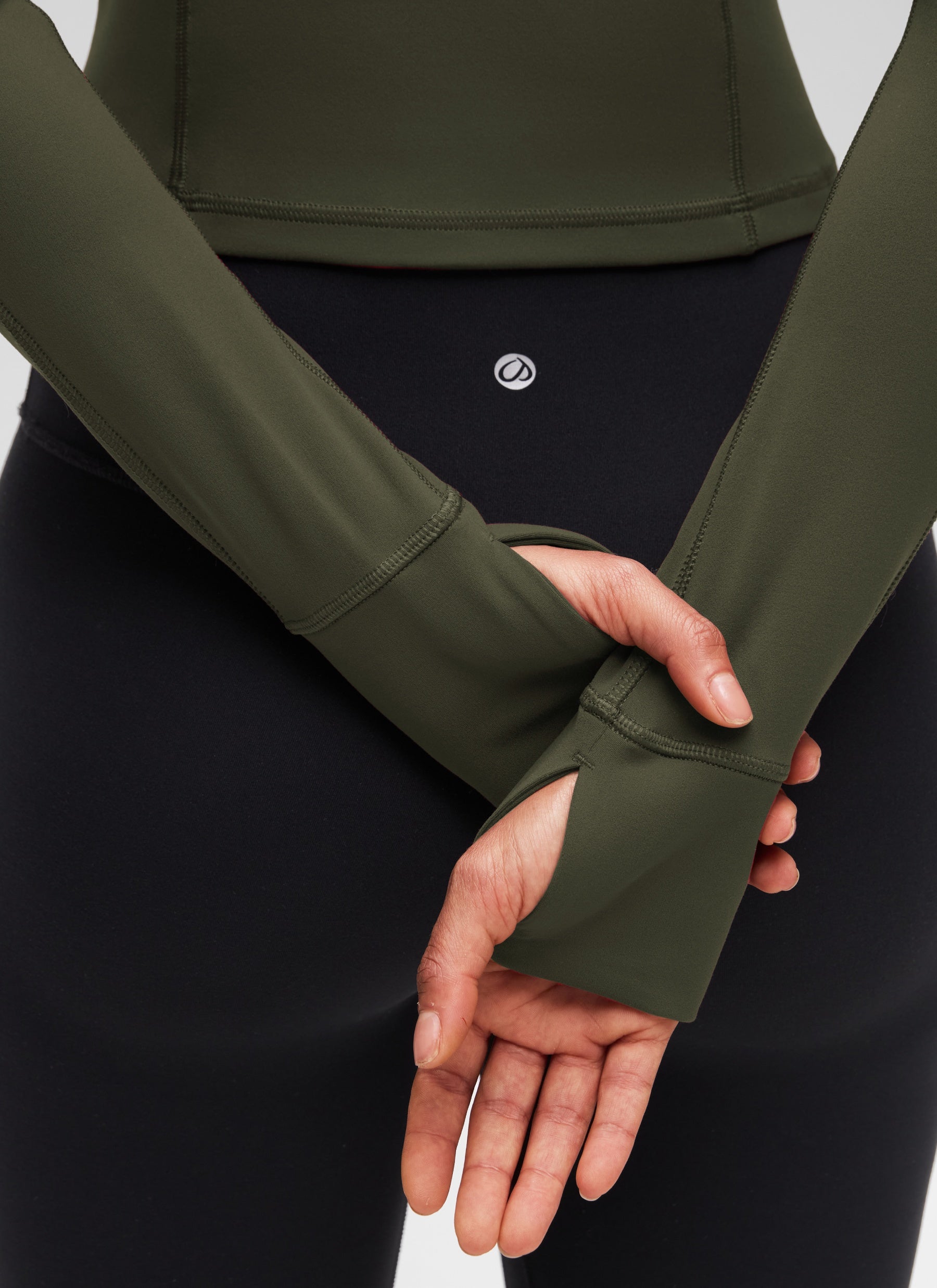 CRZ YOGA Women's Yoga Slim Fit Tops Butterluxe Half-Zip Long Sleeve Olive Green