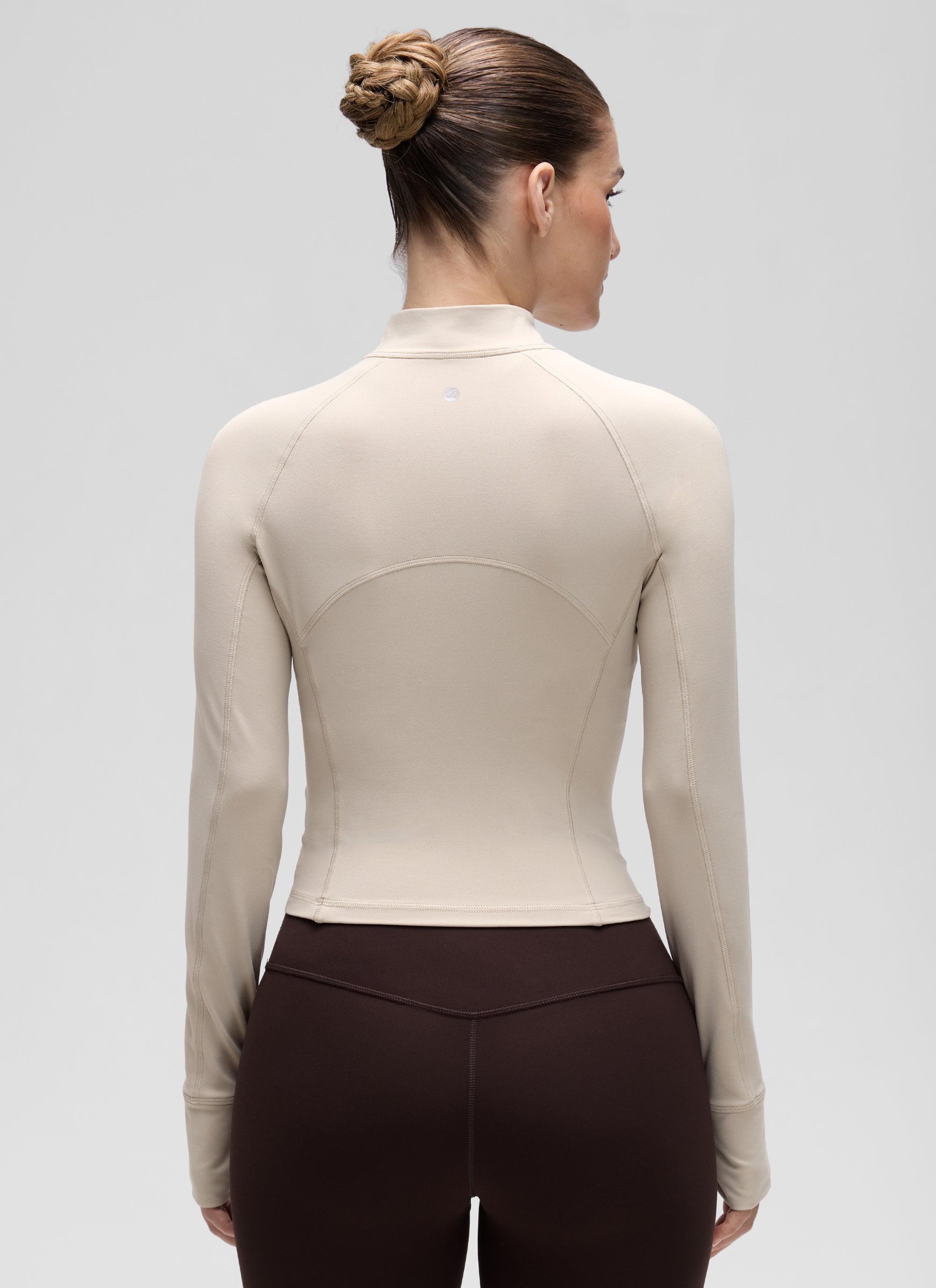 CRZ YOGA Women's Yoga Slim Fit Tops Butterluxe Half-Zip Long Sleeve Mojave Tan