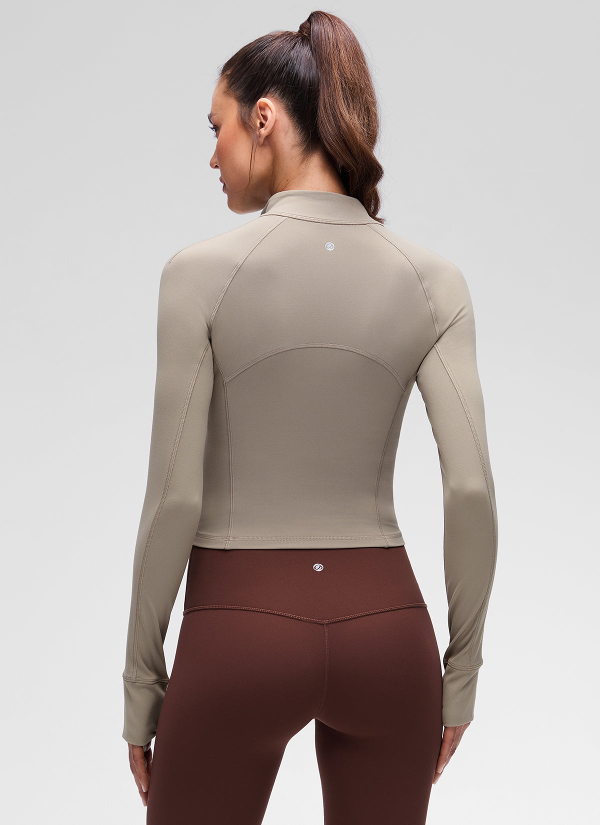 Baju Yoga Slim Fit Wanita CRZ YOGA Butterluxe Lengan Panjang Separuh Zip Kelabu Abu Hangat