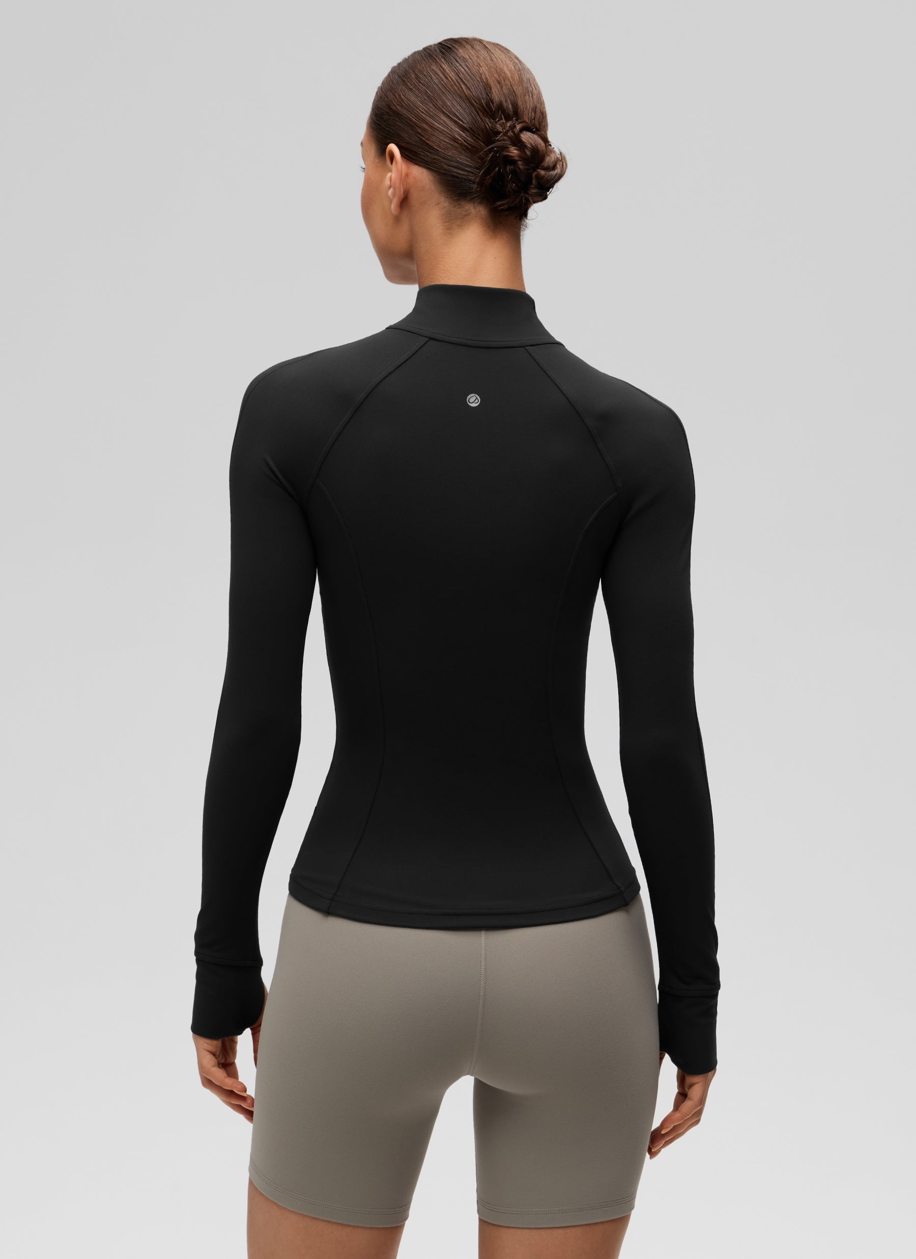 CRZ YOGA महिलाओं के योगा स्लिम फिट टॉप्स Butterluxe फुल ज़िप लॉन्ग स्लीव्स ब्लैक