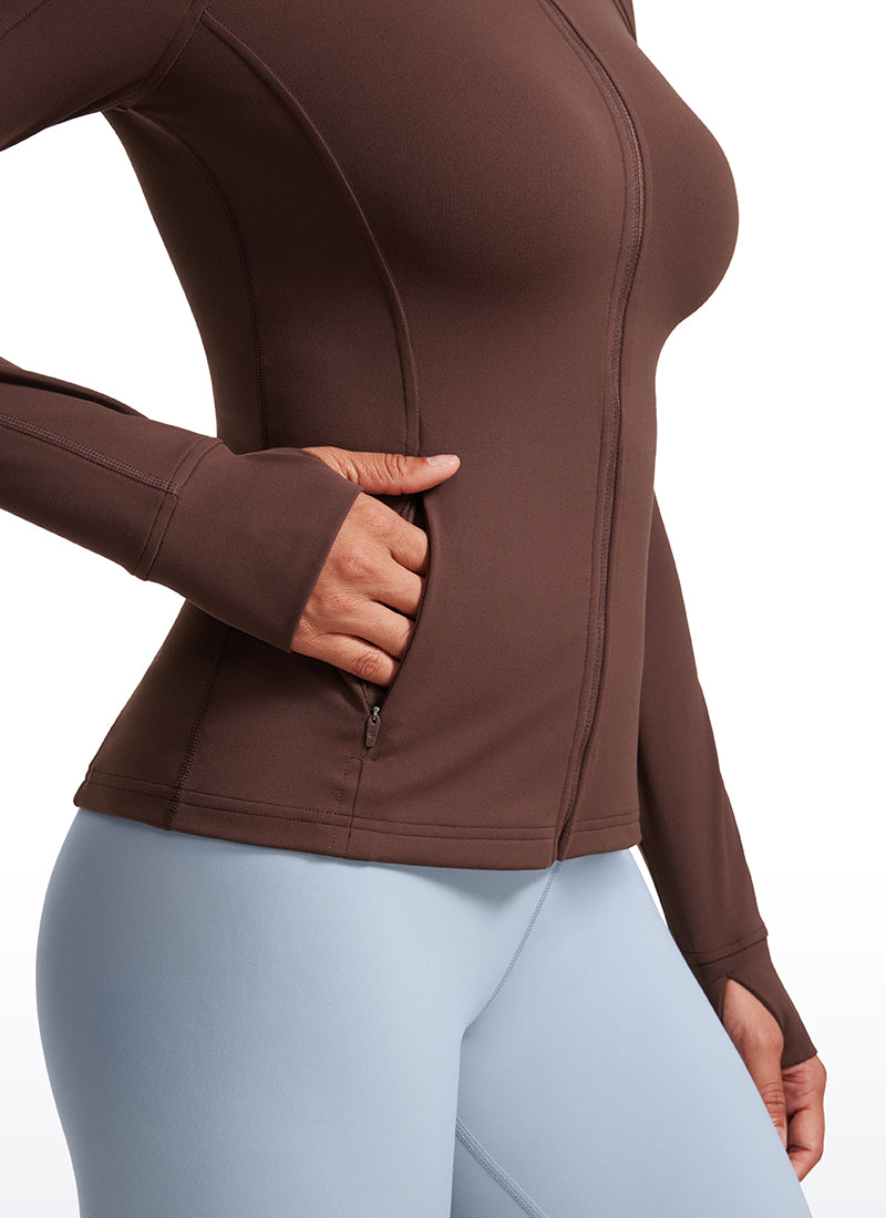 CRZ YOGA महिलाओं के योगा स्लिम फिट टॉप्स Butterluxe फुल ज़िप लॉन्ग स्लीव्स टौप