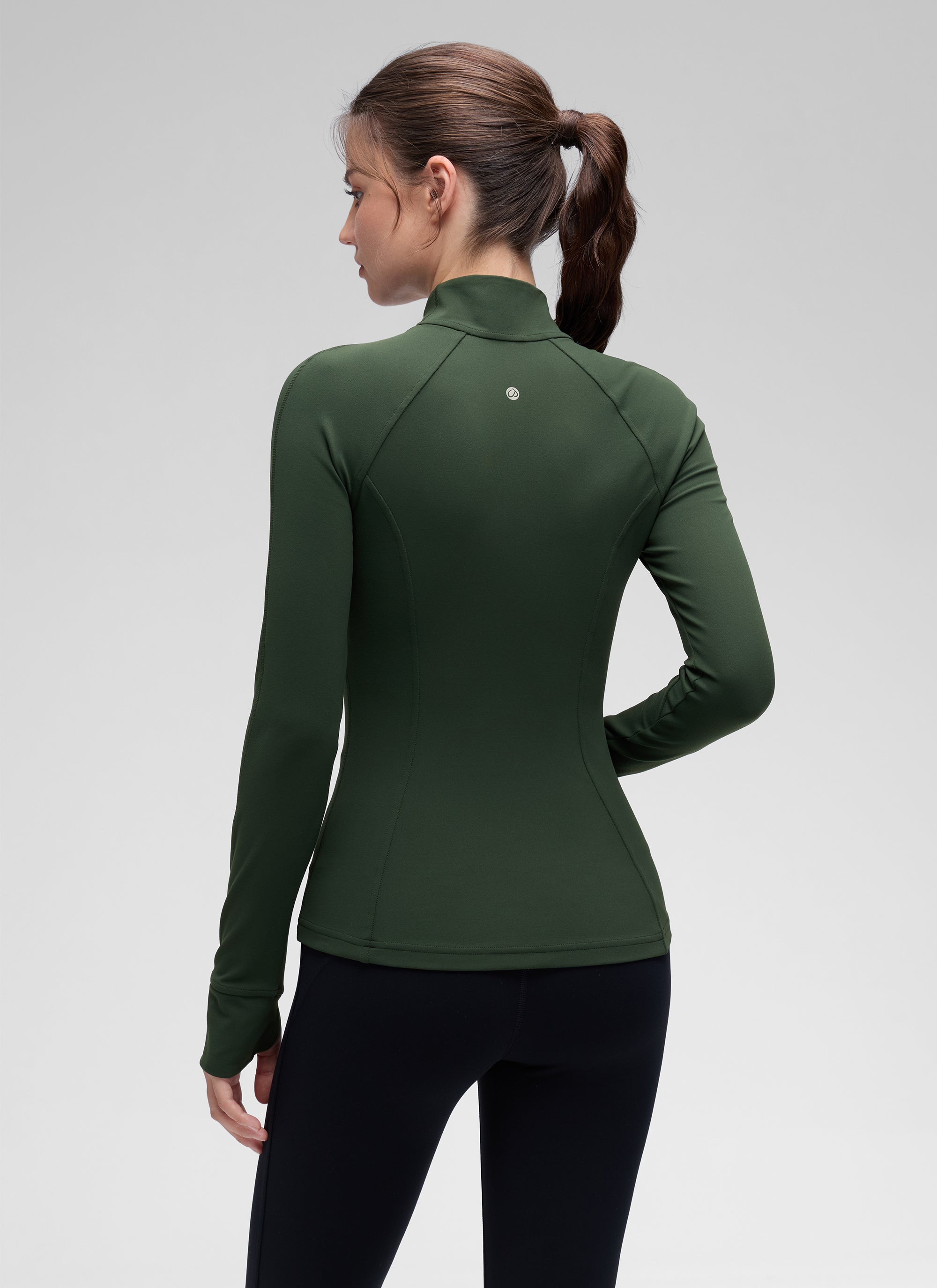 CRZ YOGA महिलाओं के योगा स्लिम फिट टॉप्स Butterluxe फुल ज़िप लॉन्ग स्लीव्स लीजेंड ग्रीन