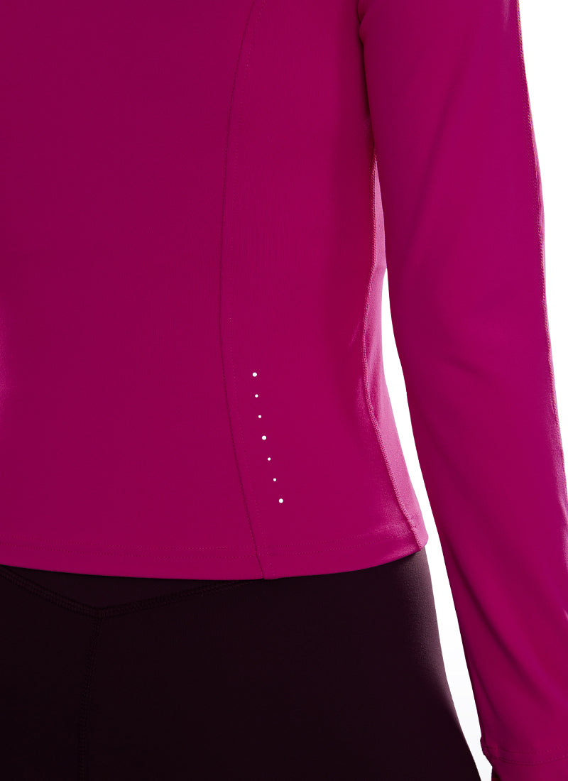 CRZ YOGA Wanita Butterluxe Pakaian Luar Berpoket Potong Jaket Zip Penuh Bunga Raya Ungu