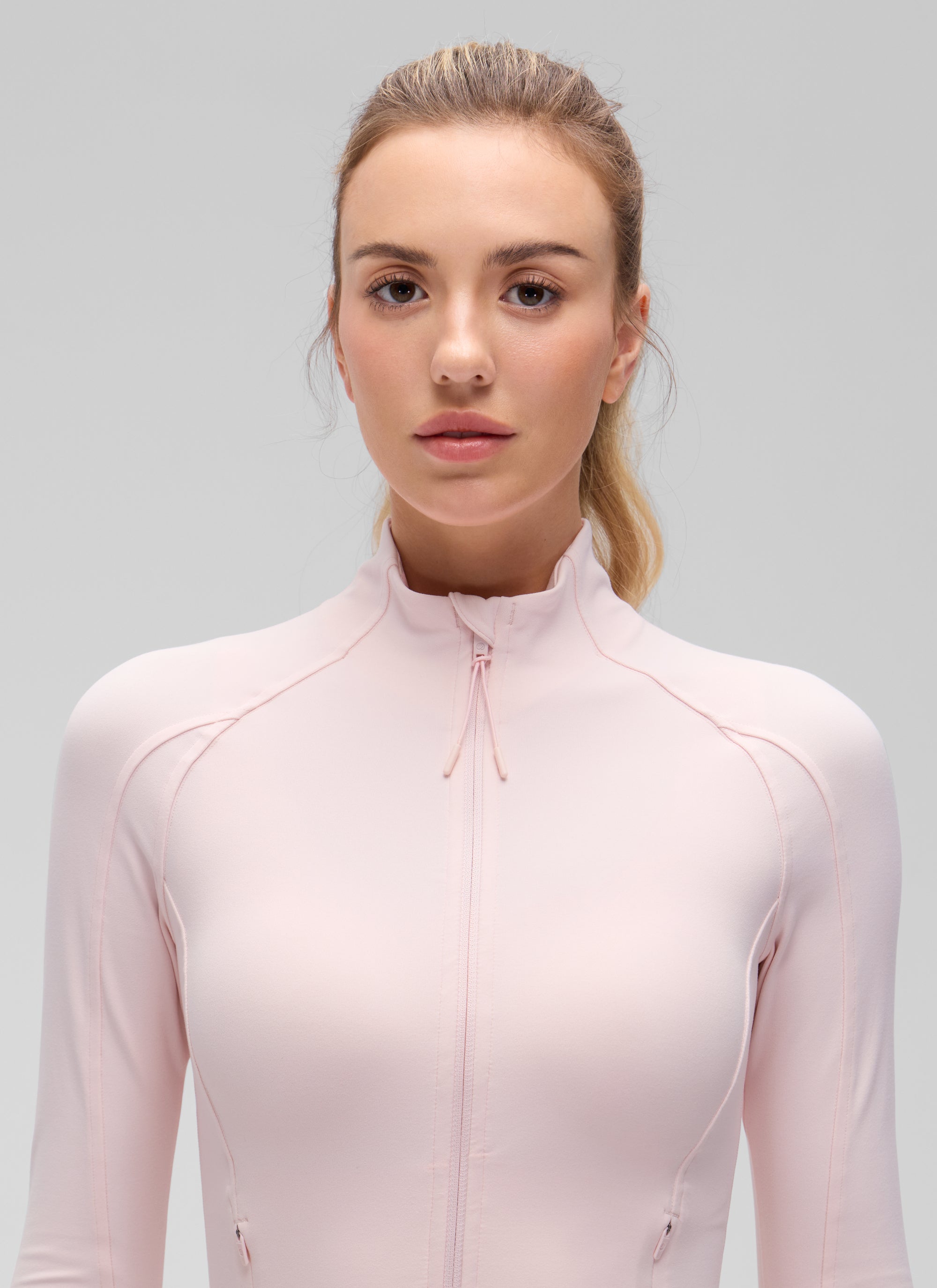 CRZ YOGA Wanita Butterluxe Jaket Pakaian Luar Berpoket Potong Berzip Penuh Strawberi Merah Jambu