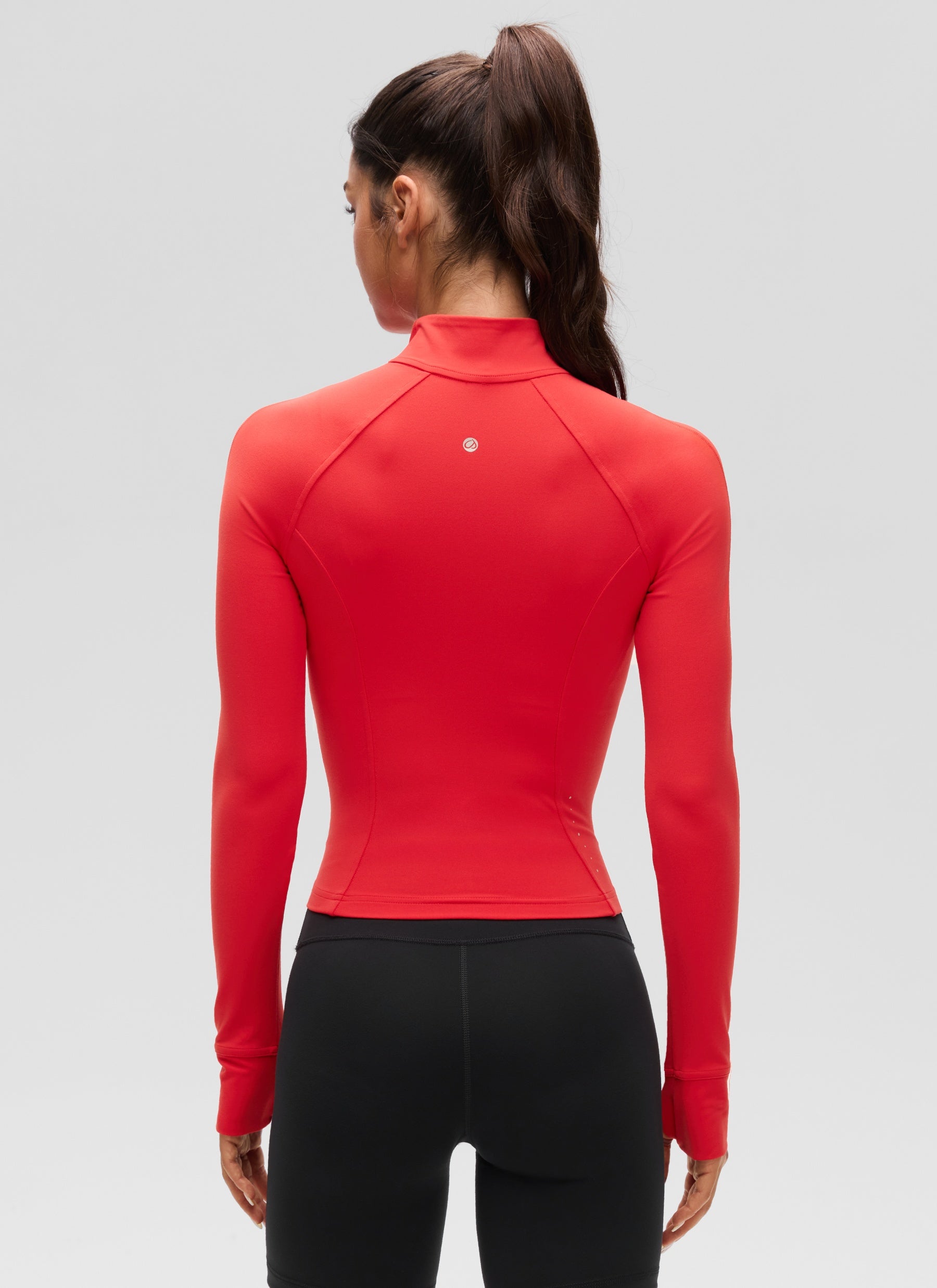 CRZ YOGA Wanita Butterluxe Jaket Pakaian Luar Berzip Penuh Berpoket Potong Merah Tua