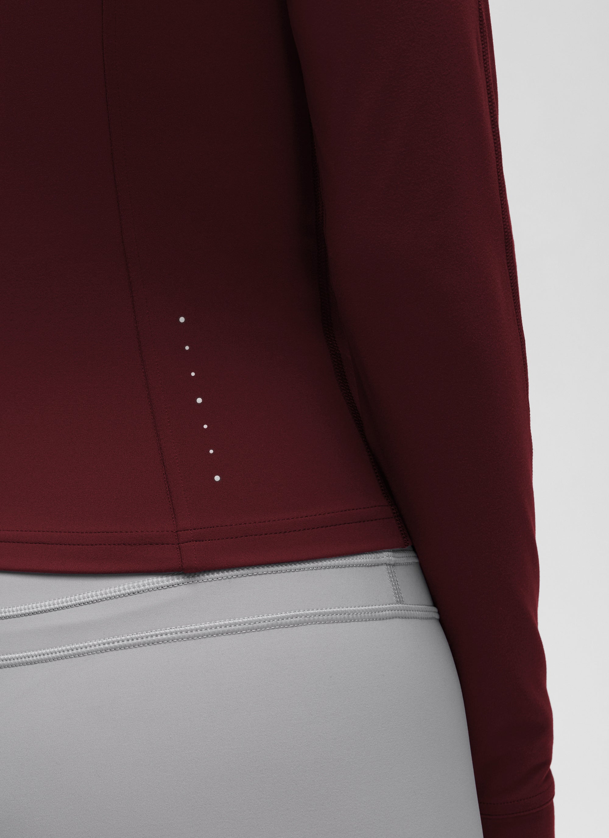 CRZ YOGA Wanita Butterluxe Jaket Pakaian Luar Berzip Penuh Berpoket Potongan Merah Merlot
