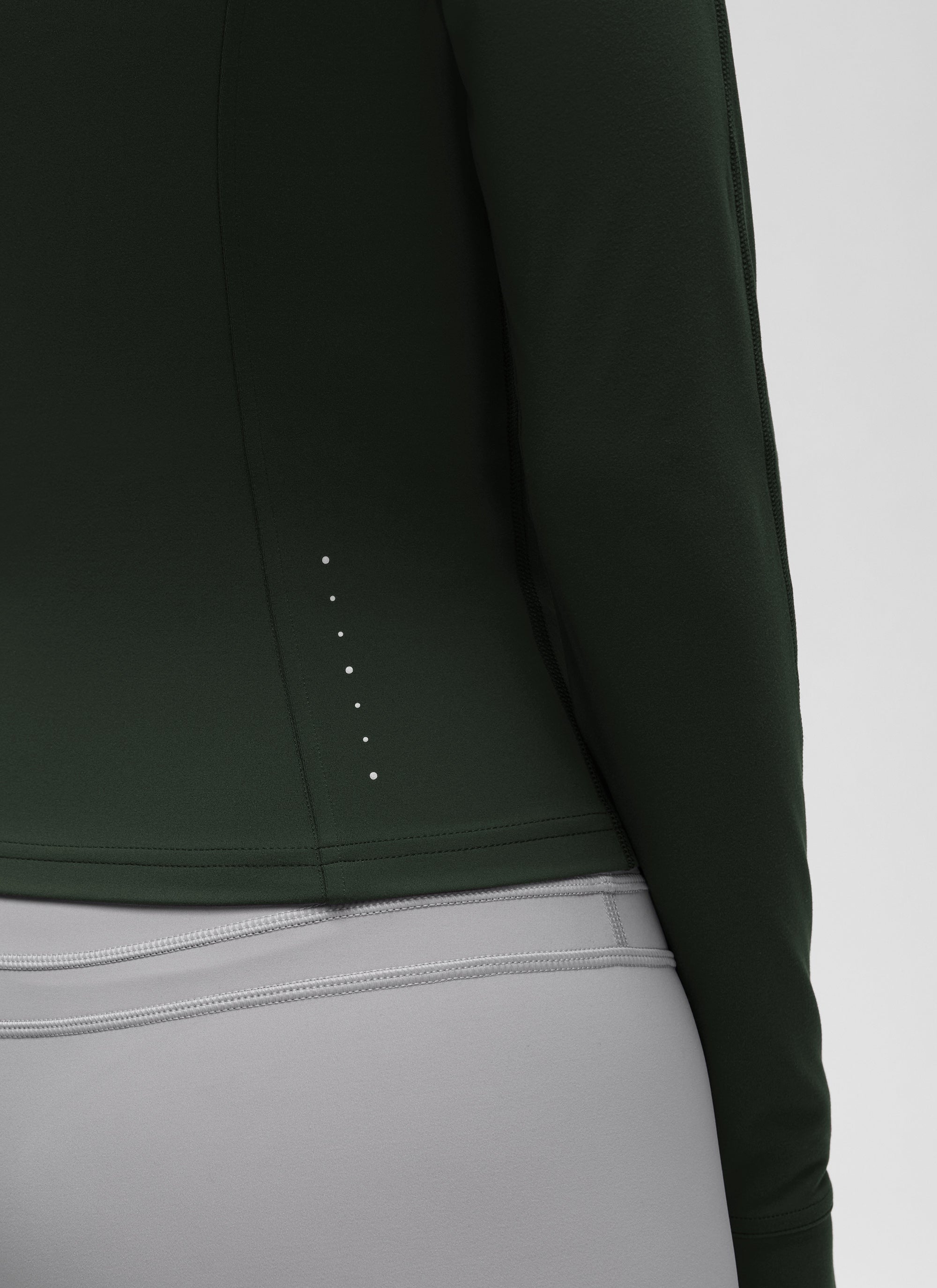 CRZ YOGA Wanita Butterluxe Jaket Pakaian Luar Berzip Penuh Poket Potongan Hijau Legenda