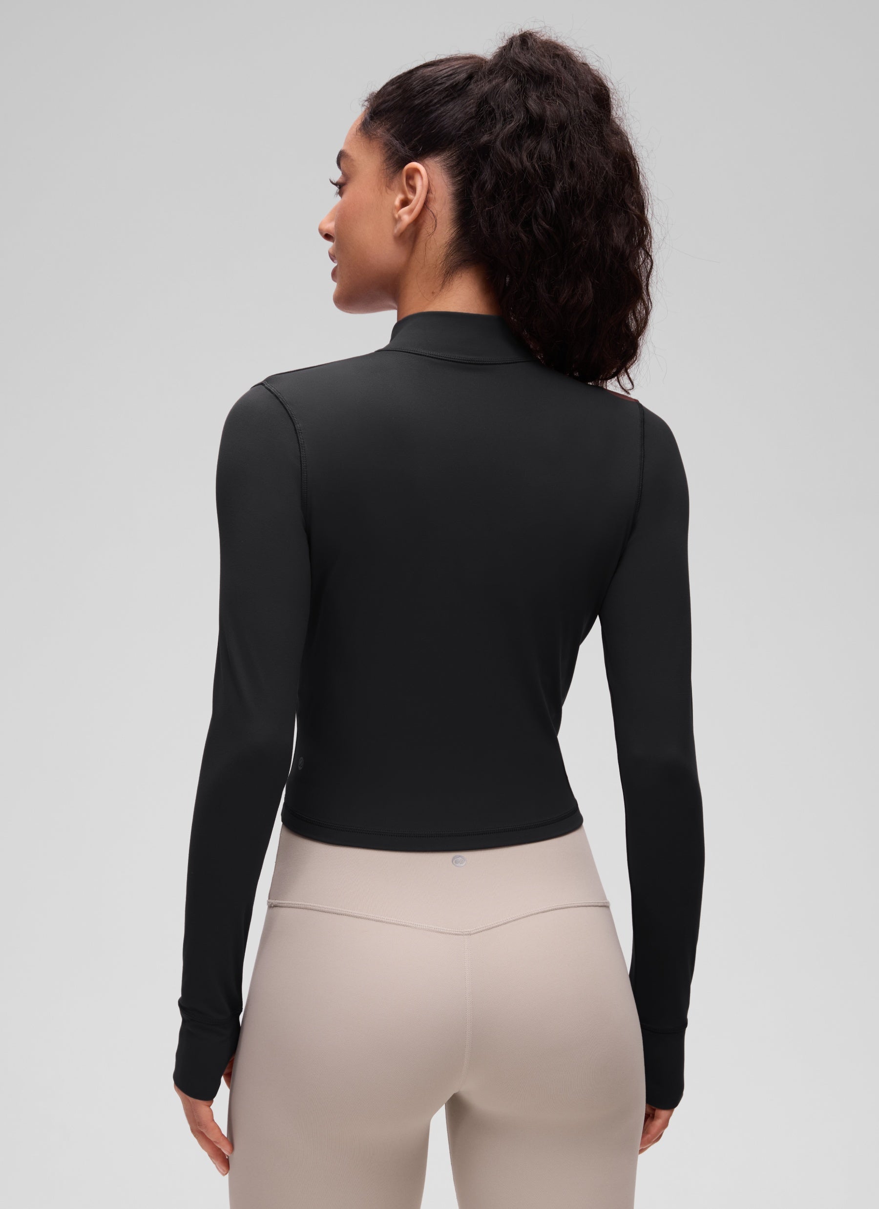 Áo khoác ngoài Butterluxe dành cho nữ của CRZ YOGA, có khóa kéo toàn bộ, màu đen