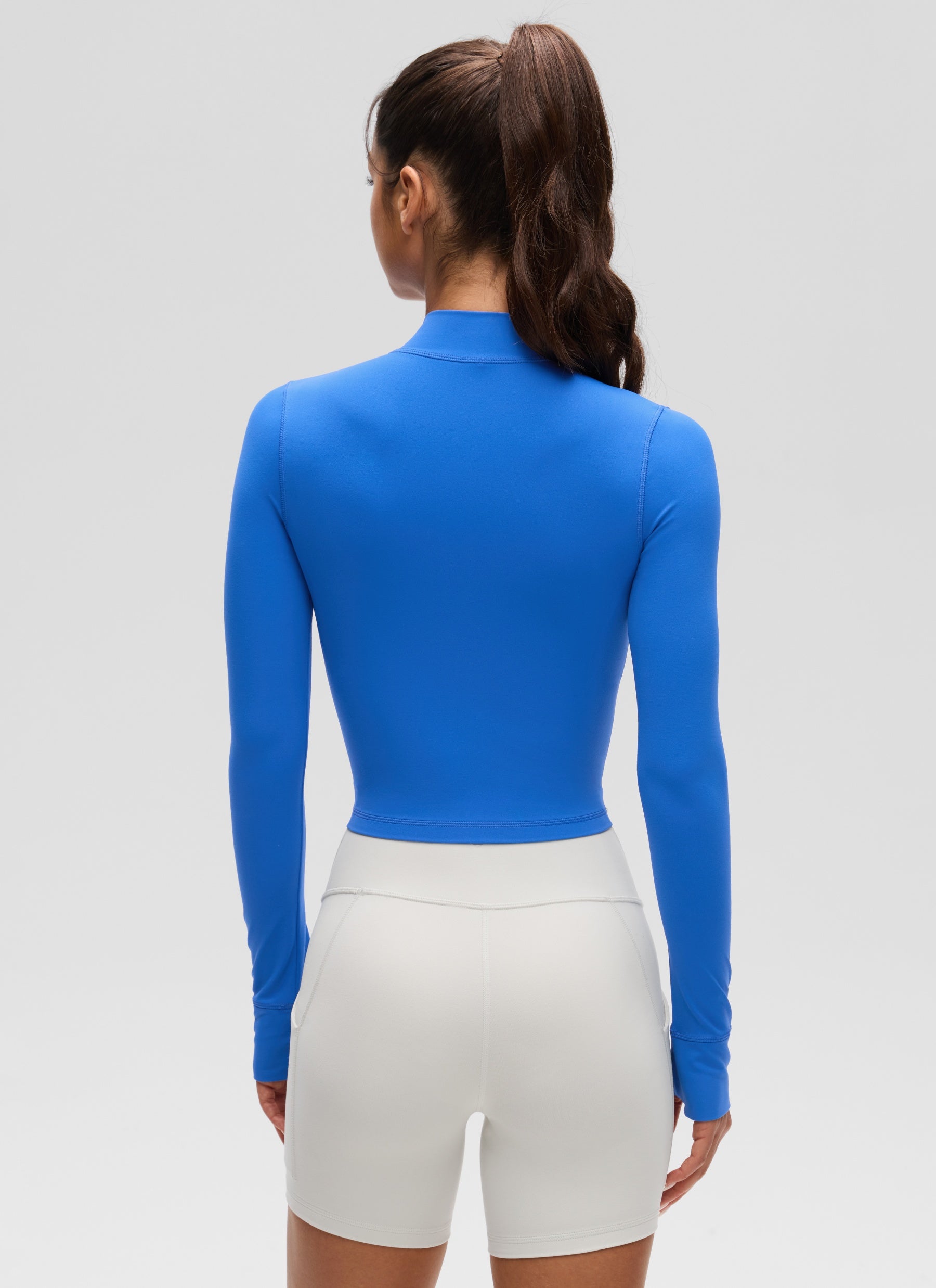 Áo khoác ngoài Butterluxe dành cho nữ của CRZ YOGA, có khóa kéo toàn bộ, màu xanh lấp lánh