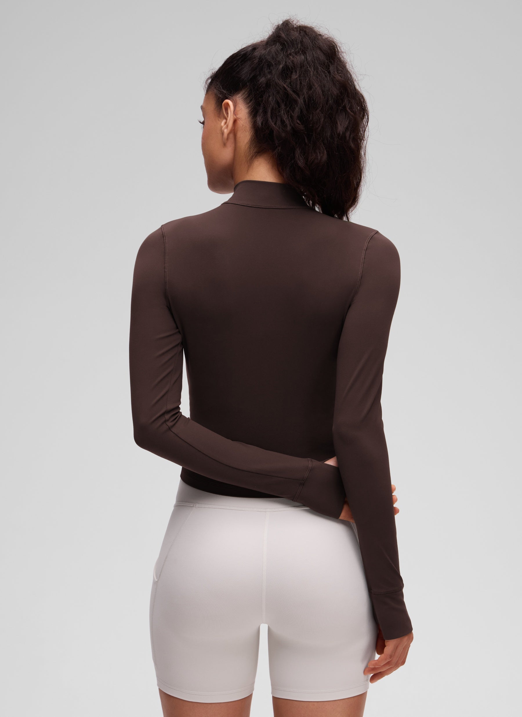 Áo khoác ngoài Butterluxe dành cho nữ của CRZ YOGA, có khóa kéo toàn bộ, màu nâu sô-cô-la nóng