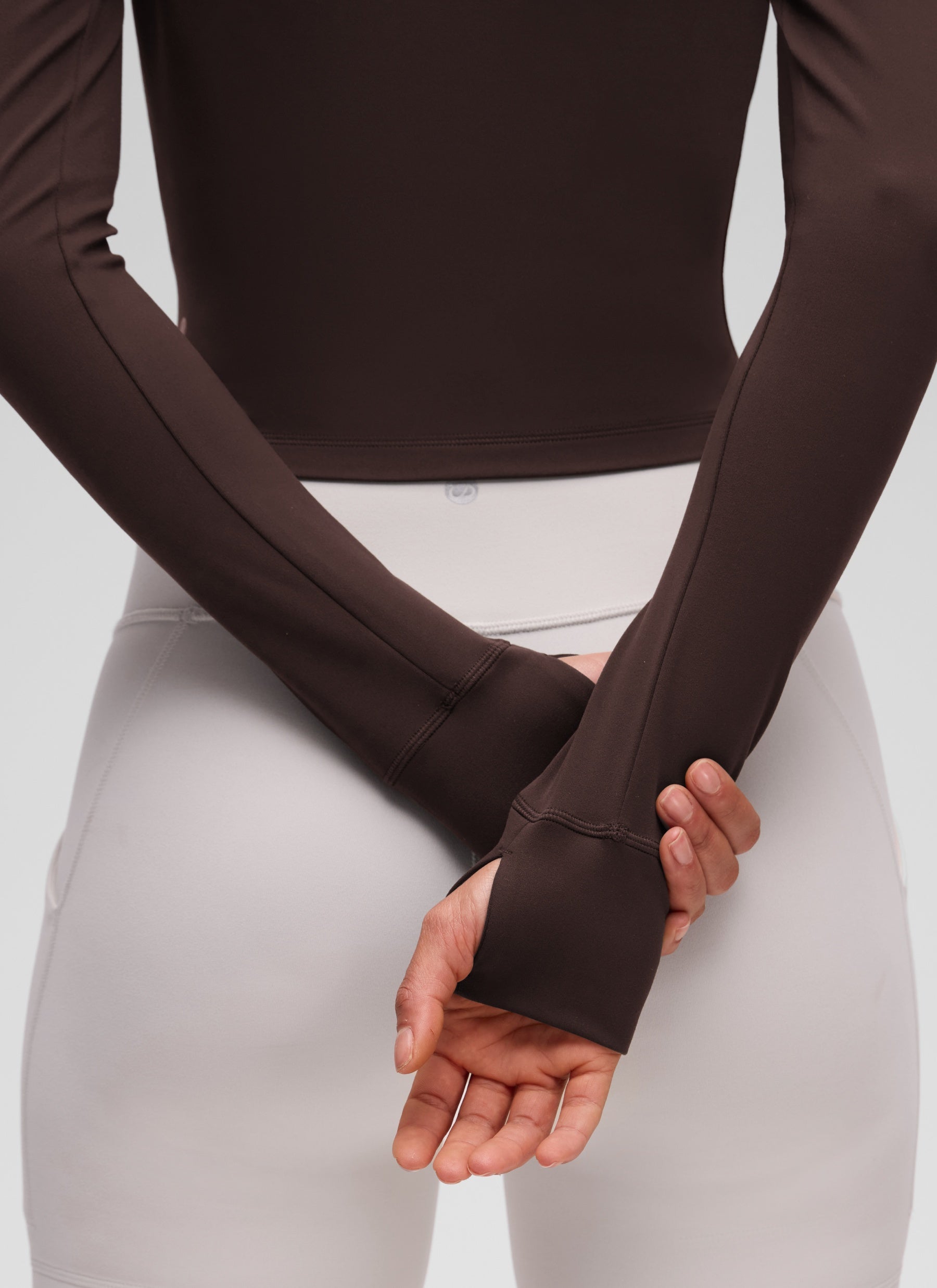 Áo khoác ngoài Butterluxe dành cho nữ của CRZ YOGA, có khóa kéo toàn bộ, màu nâu sô-cô-la nóng