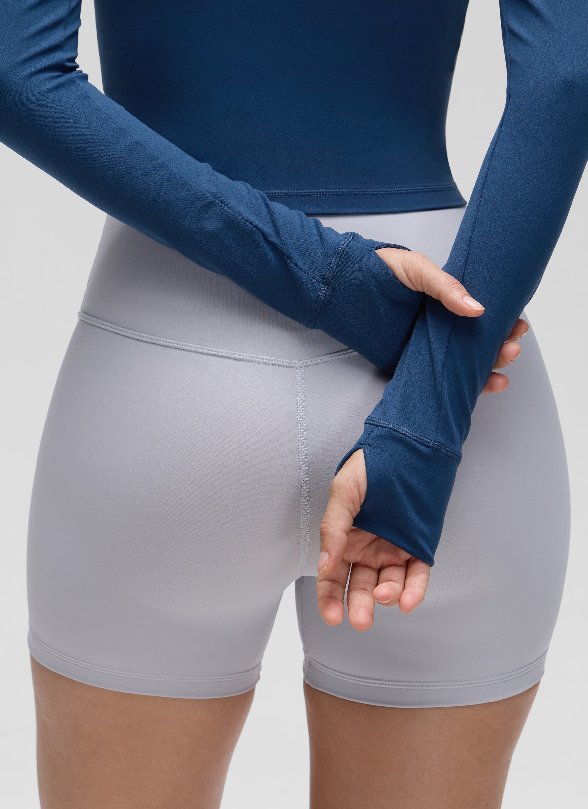 Áo khoác ngoài Butterluxe dành cho nữ của CRZ YOGA, có khóa kéo toàn bộ, màu xanh hải quân kiểu Pháp