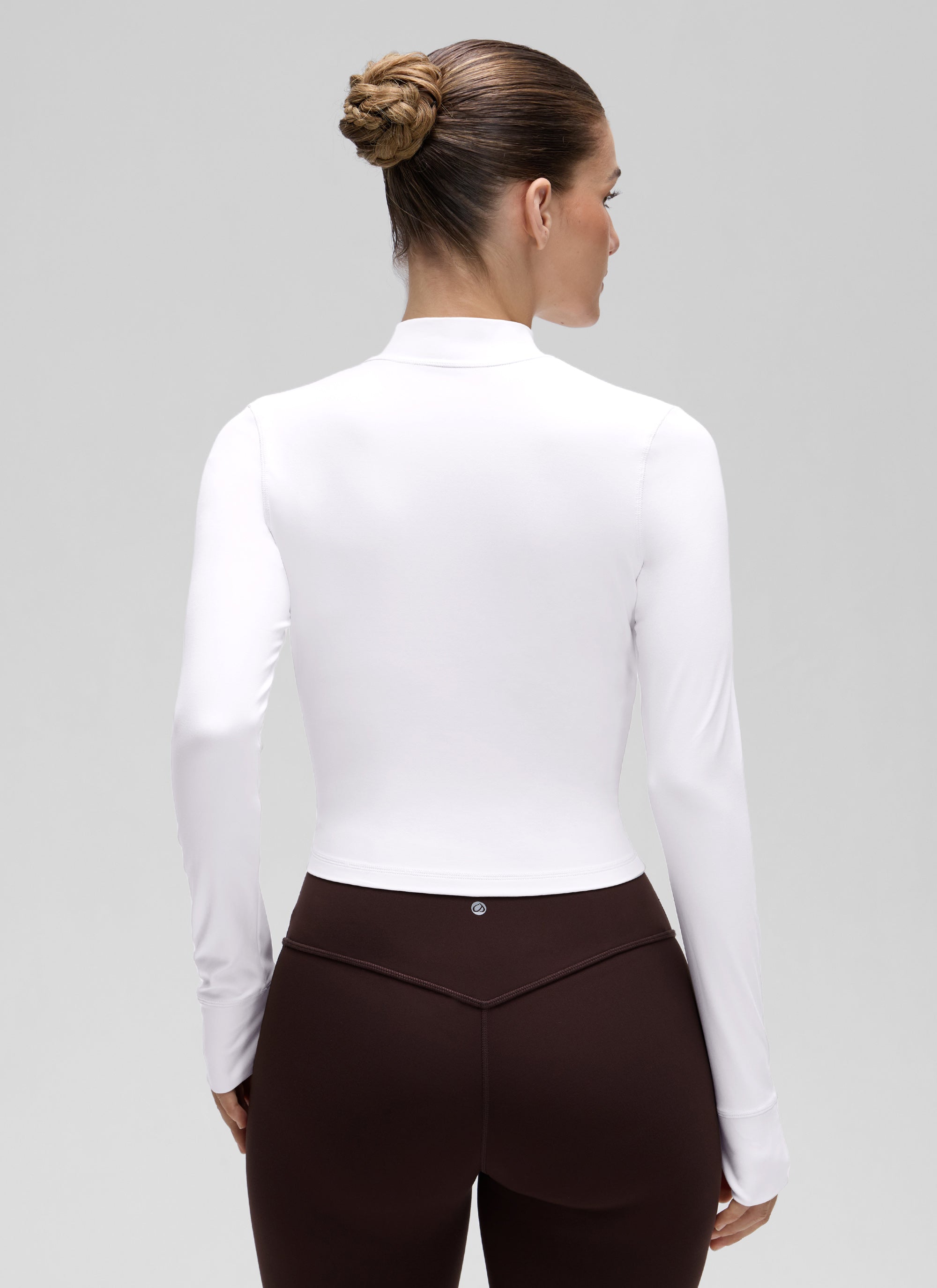 Áo khoác ngoài Butterluxe dành cho nữ của CRZ YOGA, có khóa kéo toàn bộ, màu trắng