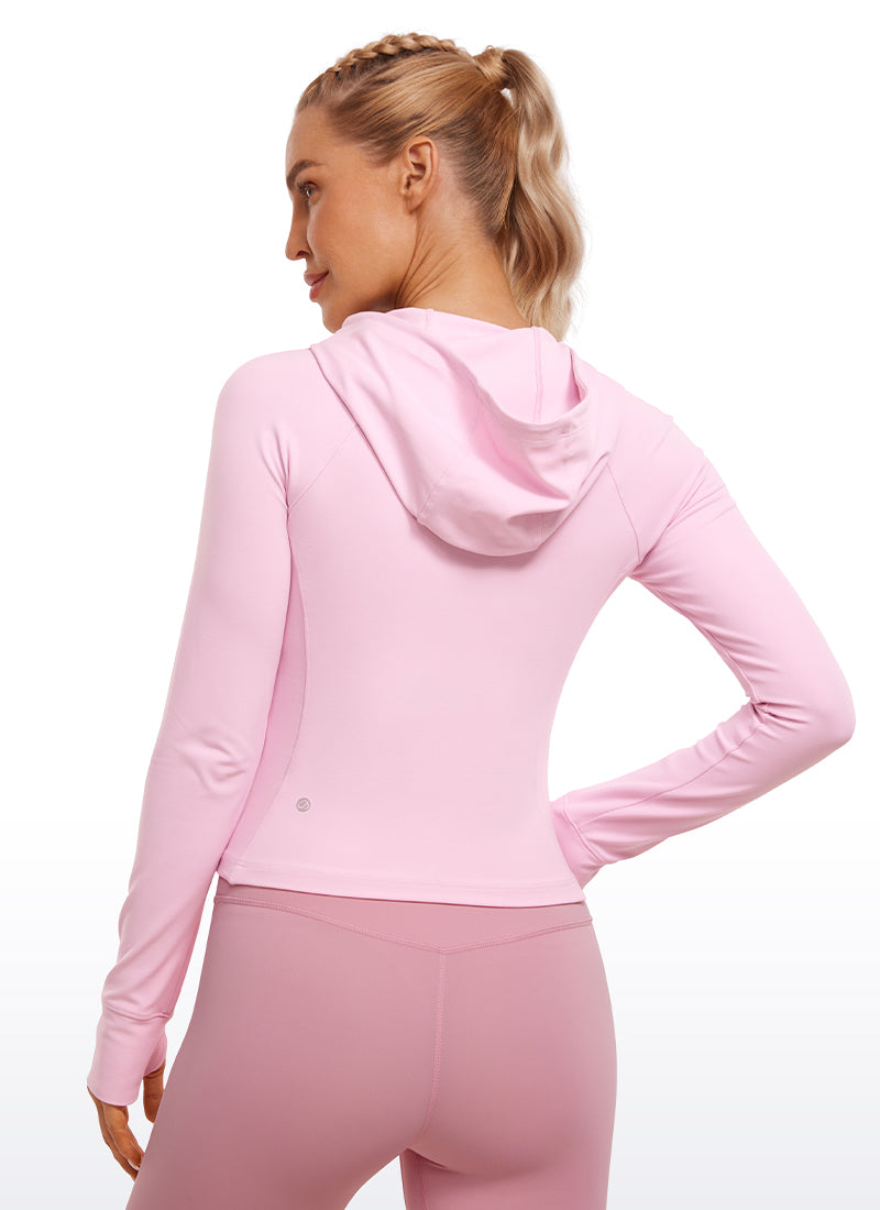 CRZ YOGA Women's Butterluxe Outerwear Full Zip Hoodies Jackets Pink Peony